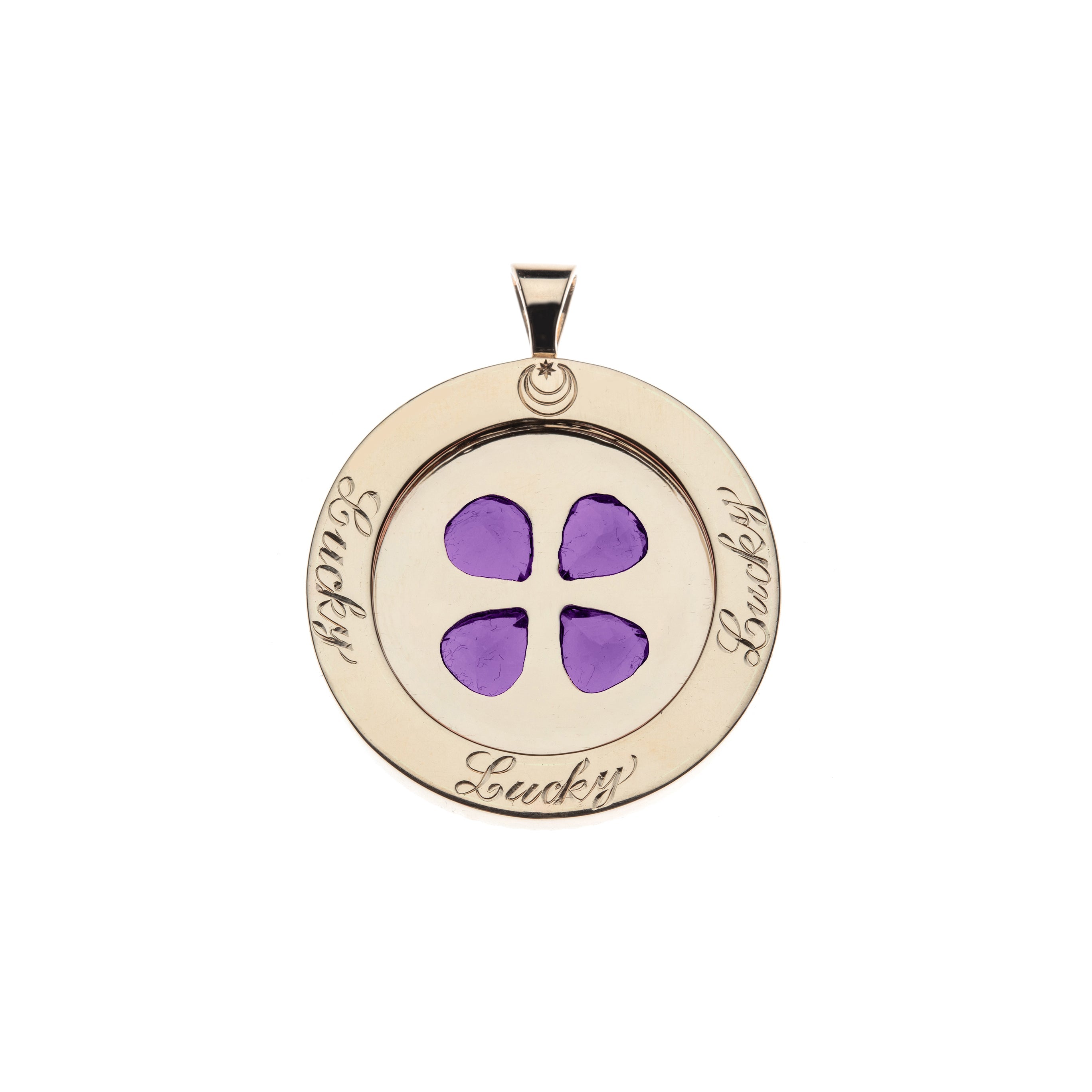 LUCKY 14k Amethyst Coin Pendant